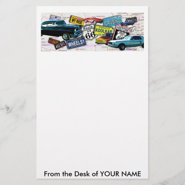 Stationär - Autos des Weg-66_Classic Briefpapier (Vorderseite)