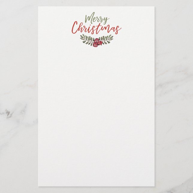 Stationäre Seite des WeihnachtsblumenKranz-| Briefpapier (Vorderseite)