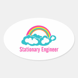 Stationärer Cloud-Regenbogen Ovaler Aufkleber