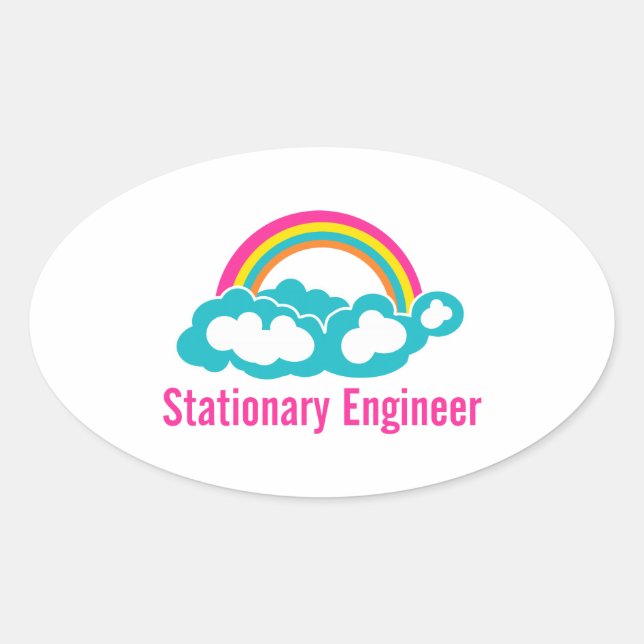 Stationärer Cloud-Regenbogen Ovaler Aufkleber (Vorderseite)