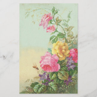 Stationäres mit BlumenVintages Briefpapier