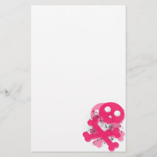 Stationäres Papier des rosa Schädels