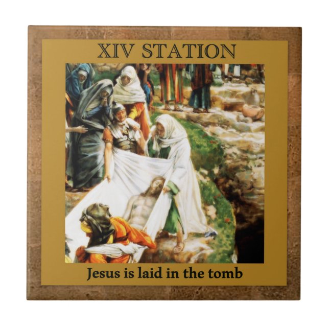 Stationen des Kreuzes #14 des 15 Jesus im Grab Fliese (Vorderseite)