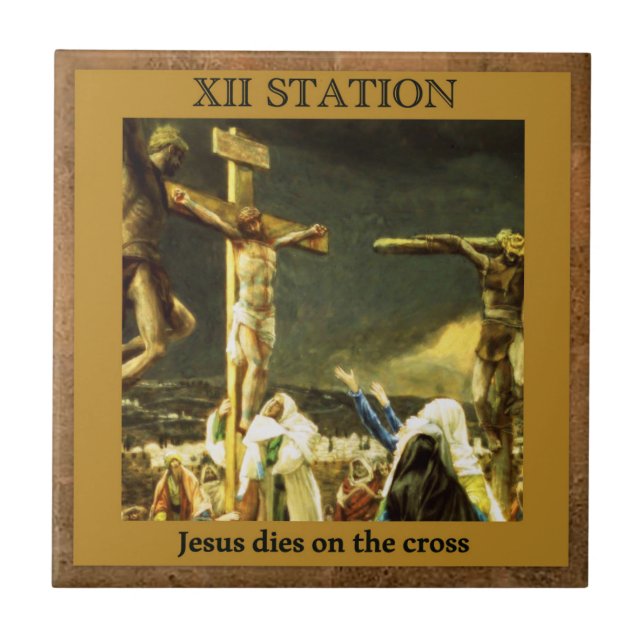 Stationen des Kreuzes Nr. 12 vom 15 Jesus stirbt Fliese (Vorderseite)