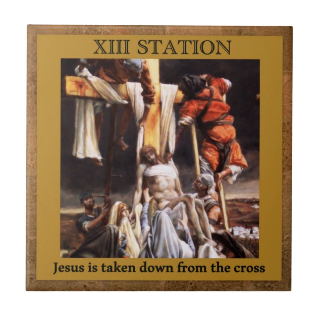 Stationen des Kreuzes Nr. 13 des 15 Jesus erobert Fliese (Vorderseite)