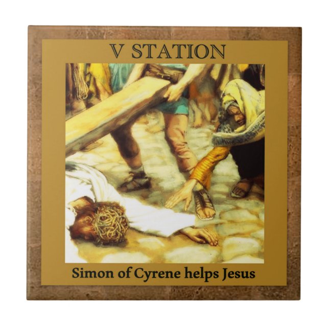 Stationen des Kreuzes Nr. 5 von 15 Simon Cyren Fliese (Vorderseite)