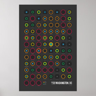 Stationen & Linien: Washington, DC (Dunkel) Poster