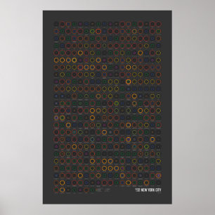Stationen u. Linien: New York City (dunkel) Poster