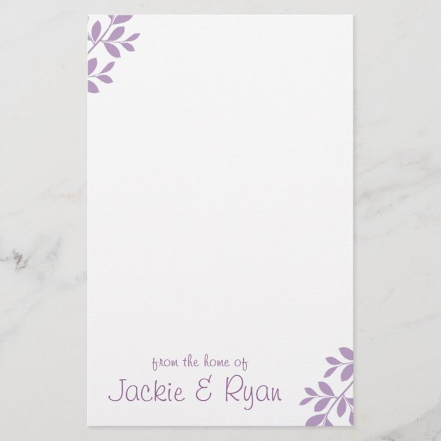 Stationery Leaf Zweig Lila Lilac Briefpapier (Vorderseite)