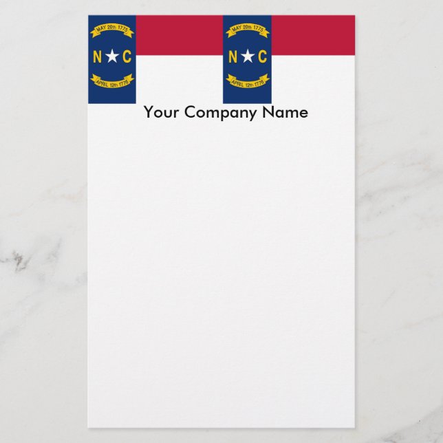 Stationery mit Flagge in North Carolina Briefpapier (Vorderseite)