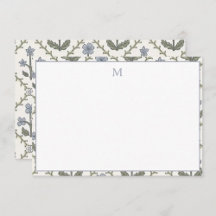 Stationery-Mitteilungskarten Blau- und Grünes Blum