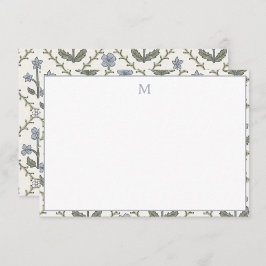 Stationery-Mitteilungskarten Blau- und Grünes Blum Mitteilungskarte