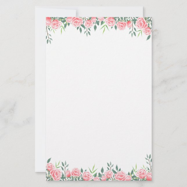 Stationery Paper Pink Roses Briefpapier (Vorderseite)