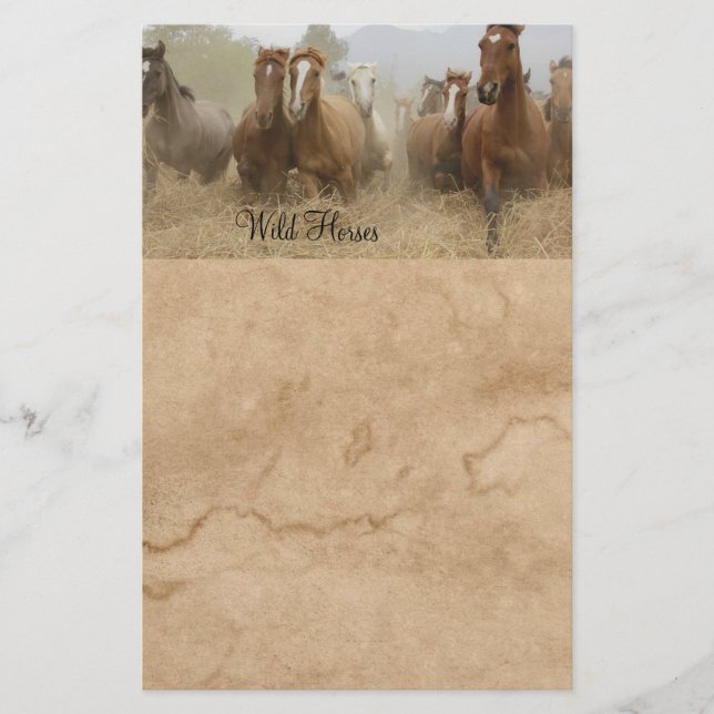 Stationery Schöne Running Wild Horses Briefpapier (Vorderseite)