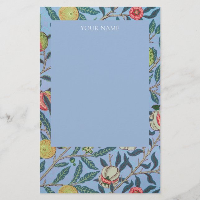 STATIONERY:WILLIAM MORRIS "BLAUE POMEGRANATES" BRIEFPAPIER (Vorderseite)