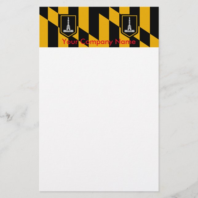 Stationery with Flag Baltimore, Maryland, USA Briefpapier (Vorderseite)