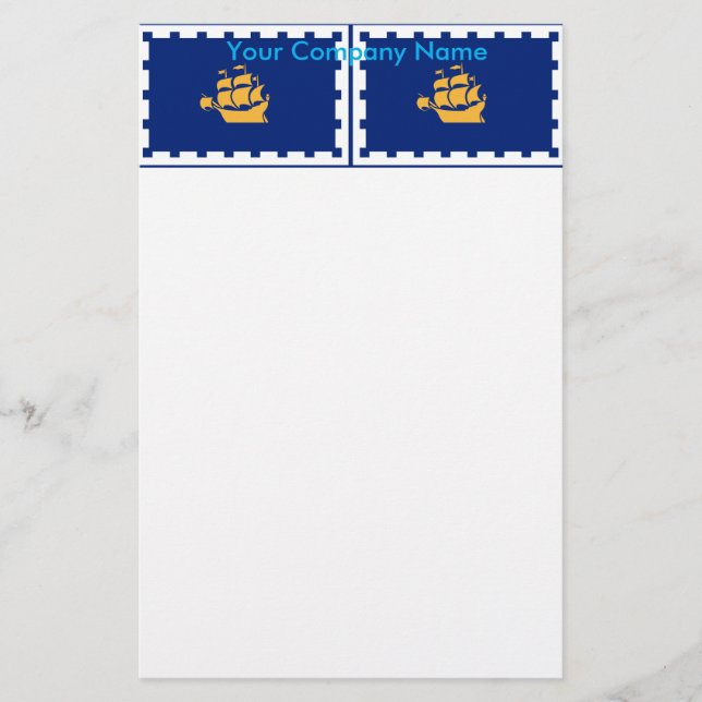 Stationery with Flag of Quebec City, Canada Briefpapier (Vorderseite)