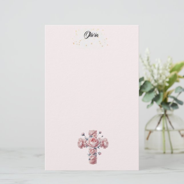 Stationierung zwischen Rose und Kreuz Briefpapier (Stehend Vorderseite)
