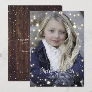 Stations Rustiques de neige en bois Cartes de Noël