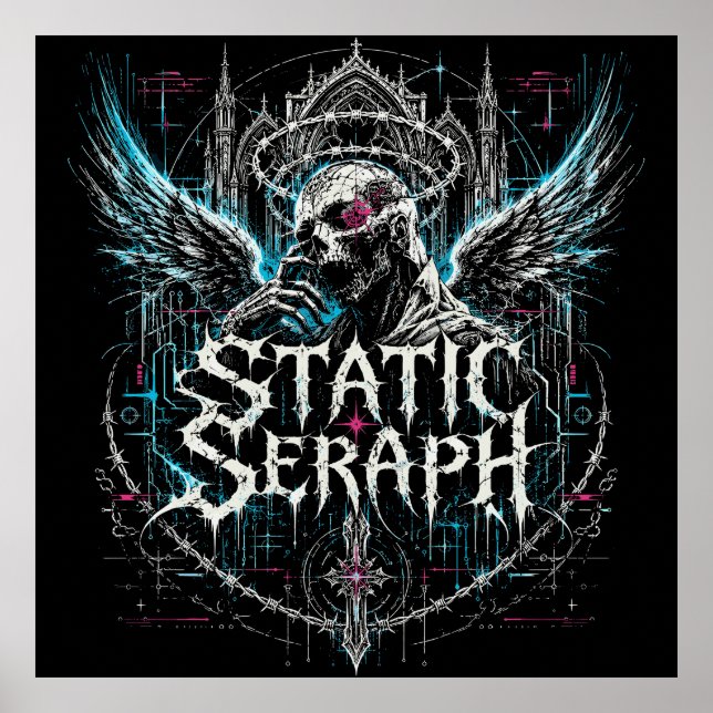 Statische Seraph-Gotik-Cyberpunk-Grafik Poster (Vorne)