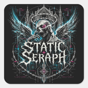Statische Seraph-Gotik-Cyberpunk-Grafik Quadratischer Aufkleber