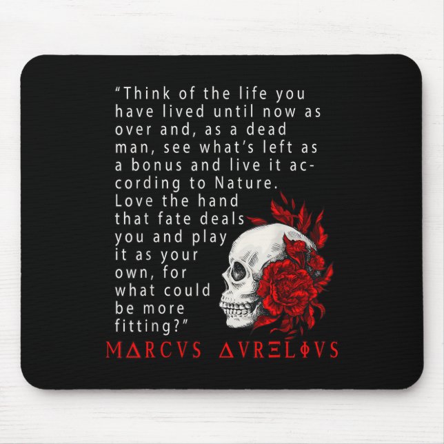 Statisches Zitat Marcus Aurelius und Schädel-Stoik Mousepad (Vorne)
