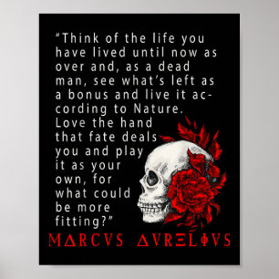 Statisches Zitat Marcus Aurelius und Schädel-Stoik Poster