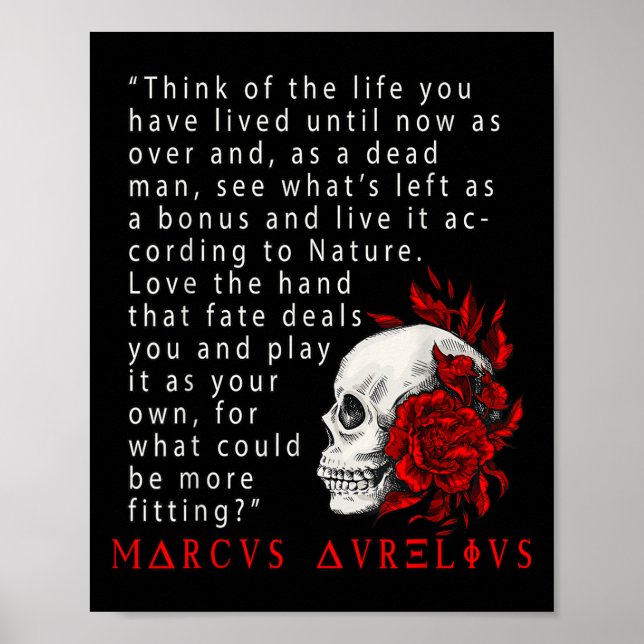 Statisches Zitat Marcus Aurelius und Schädel-Stoik Poster (Vorne)