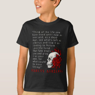 Statisches Zitat Marcus Aurelius und Schädel-Stoik T-Shirt