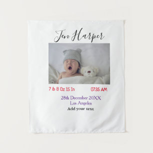 Statistiken zur Babyg Geburt speichern Name Ort Da Wandteppich