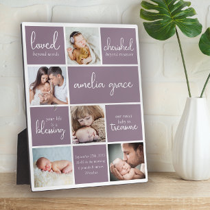 Statistiken zur Geburt eines neuen Babys Foto-Koll Fotoplatte