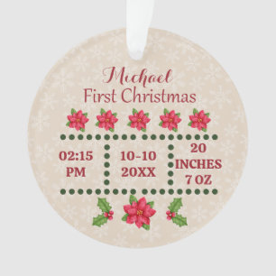 Statistiken zur Geburt eines neuen Babys Weihnacht Ornament
