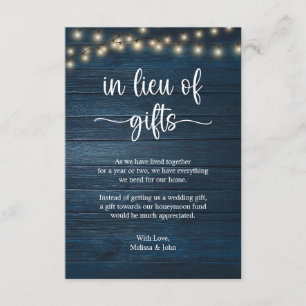 statt Geschenken Rustikale Lichterketten Navy Blau Begleitkarte