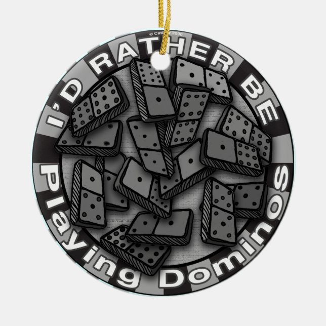 Stattdessen spielen Dominoes-Ornament Keramikornament (Vorne)