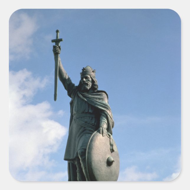 Statue Alfred des Großen Quadratischer Aufkleber (Vorderseite)