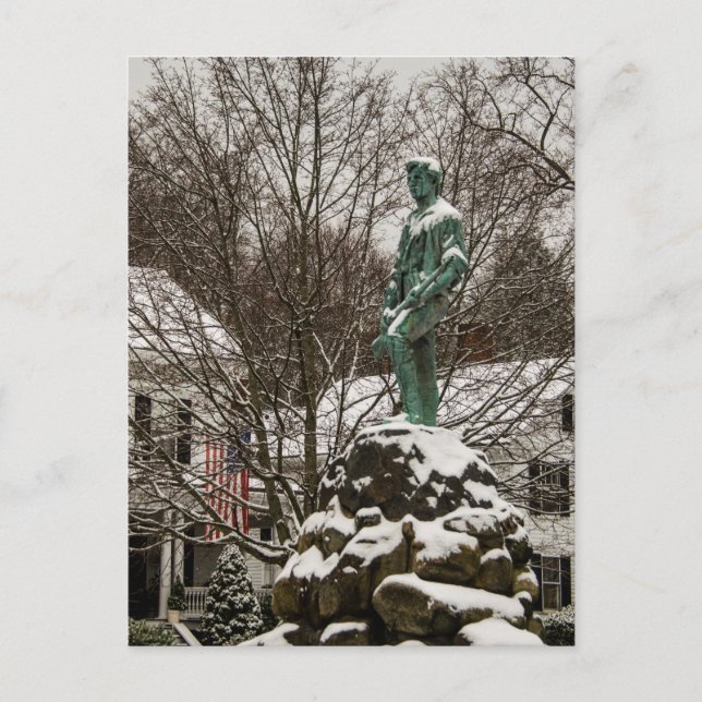 Statue Captain Parker im Lexington Battlegreen Postkarte (Vorderseite)