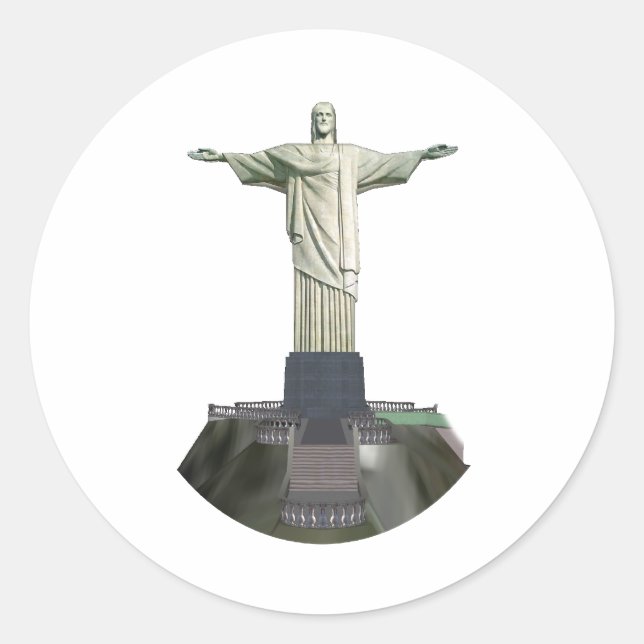 Statue: Christus der Erlöser: 3D-Modell: Runder Aufkleber (Vorderseite)