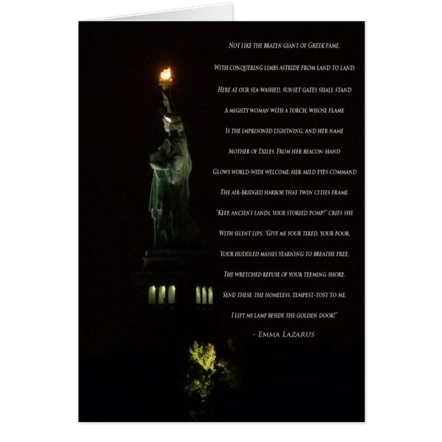 Statue de la liberté à la nuit/au poème d'Emma (Devant)