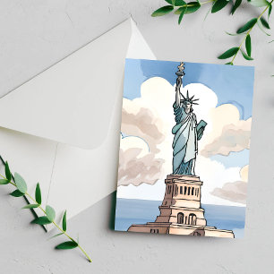 Statue de la Liberté   Carte monument à l'aquarell