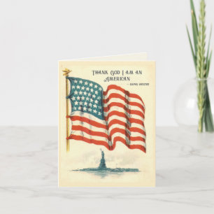 Statue de la Liberté drapeau américain Carte vierg