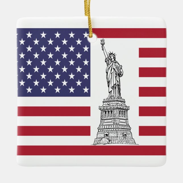 Statue de la Liberté et ornement du drapeau améric (Devant)