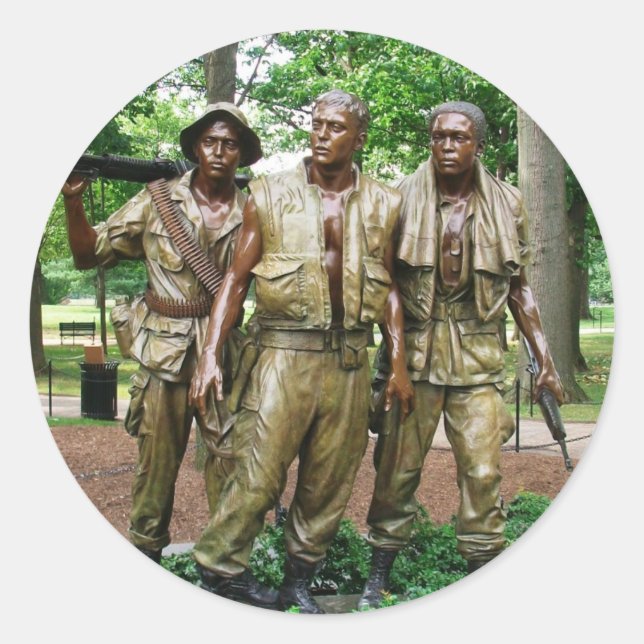 Statue der drei Truppen | Vietnam Kriegsveteranen Runder Aufkleber (Vorderseite)