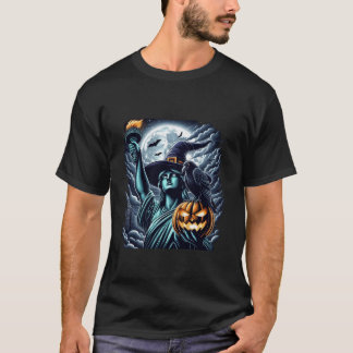 Statue der Freiheit Hexenhut Halloween Spooky Femi T-Shirt