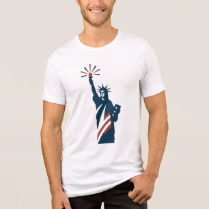 Statue der Freiheit patriotischen USA Flaggen Desi Tri-Blend Shirt