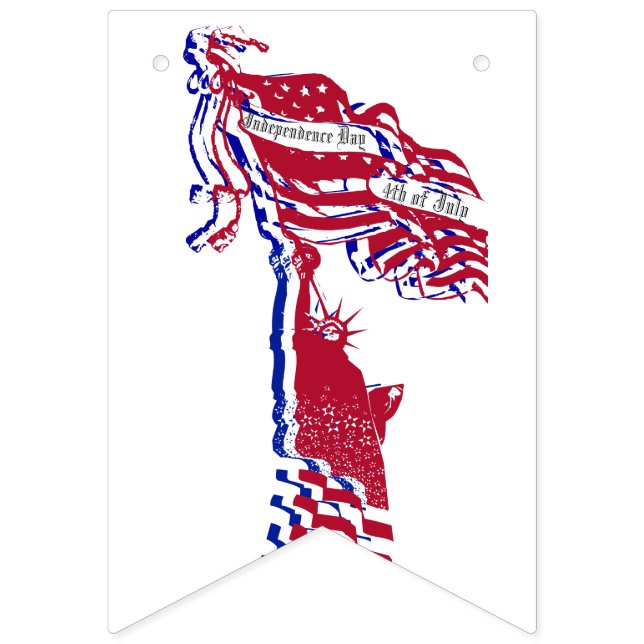 Statue der Freiheitsamerikanischen Flagge und Ihr  (Erste Fahne)