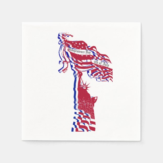 Statue der Freiheitsamerikanischen Flagge und Ihr  Serviette (Vorderseite)