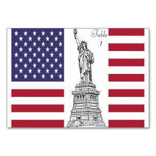 Statue der liberty American Flag Table Card Tischnummer