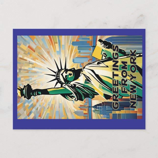 Statue der Liberty Begrüßung Postkarte (Vorderseite)