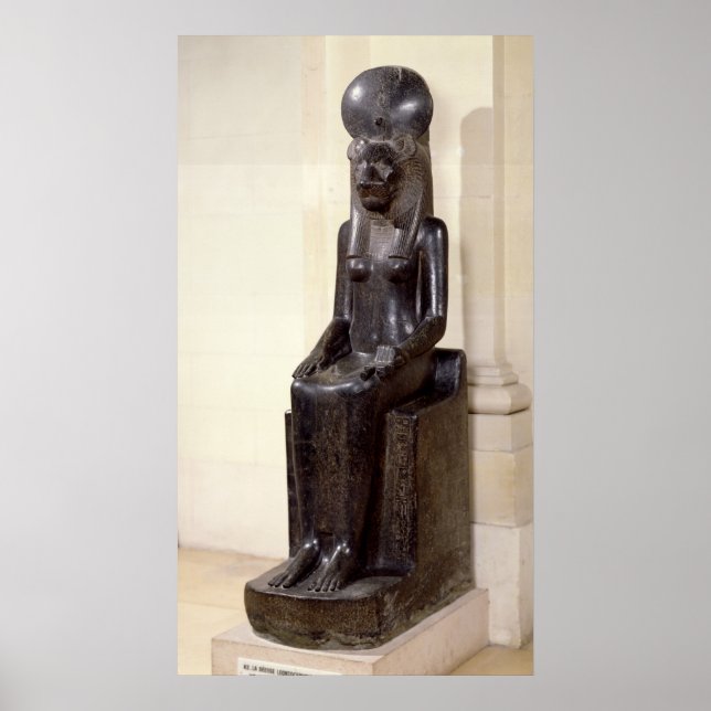 Statue der lionenköpfigen Göttin Sekhmet Poster (Vorne)