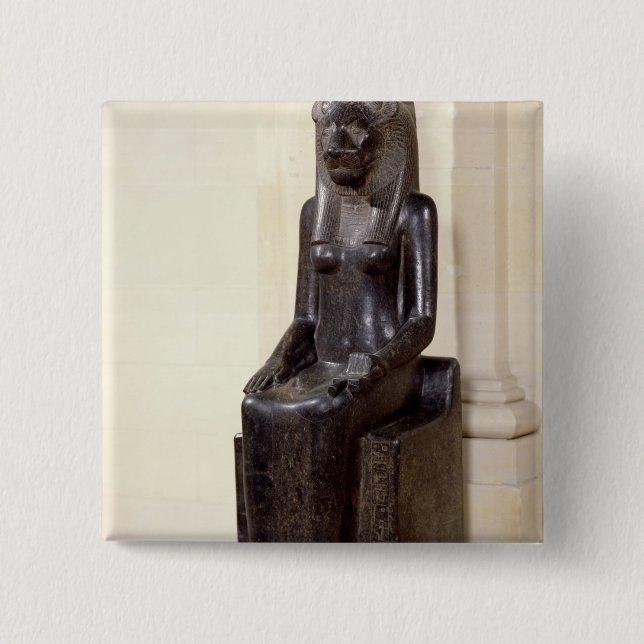 Statue der Löwe-köpfigen Göttin Sekhmet Button (Vorderseite)